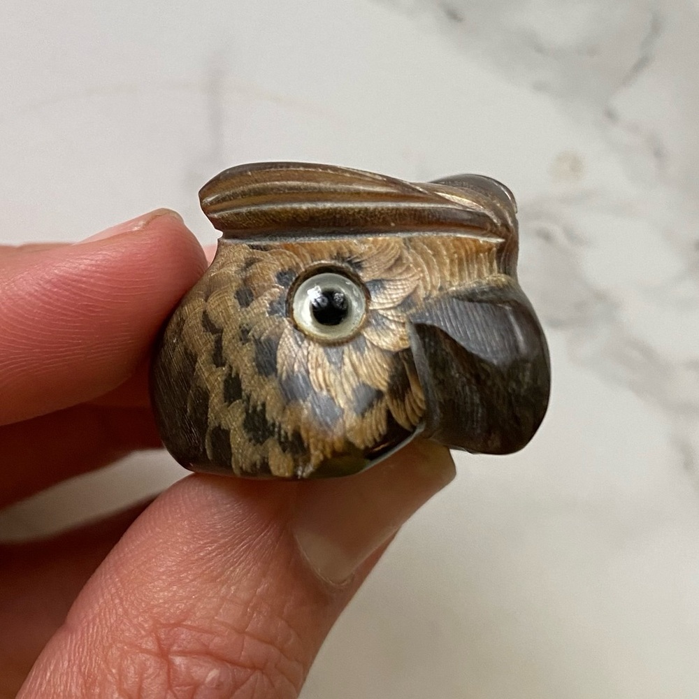 Goddess Jewelry Vintage Handmade Owl Horn Artisan Ring - Picture 4 of 4